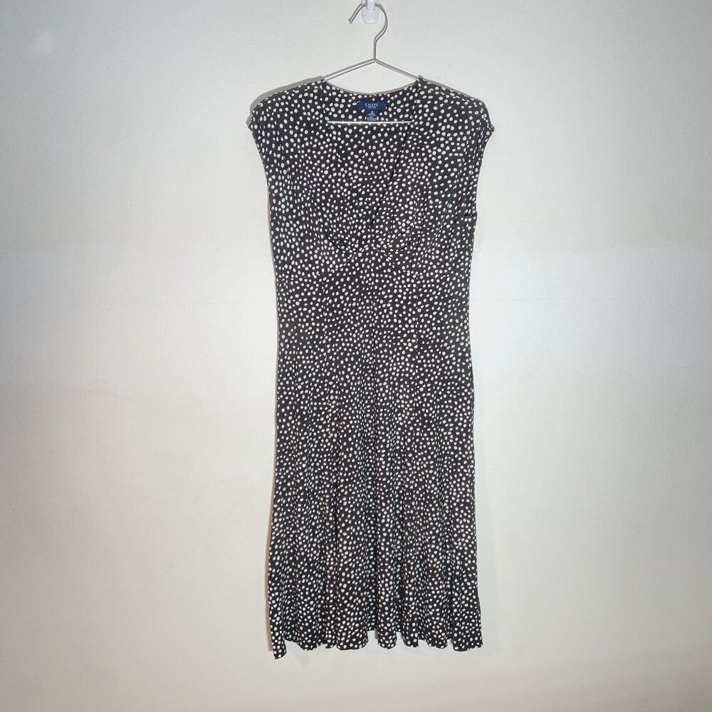 Vintage Chaps Brown and White Dotted Midi Dress Size M